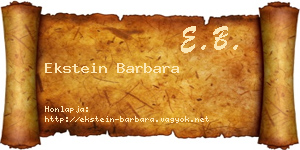 Ekstein Barbara névjegykártya